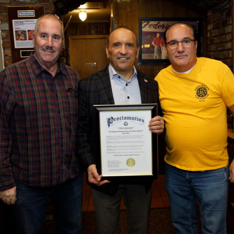 Monmouth County Commissioner Director Thomas A. Arnone proclaimed Monmouth County as the Pizza Capital of New Jersey during the State of the County address on February 5th and presented the proclamation to Federici's Family Restaurant in Freehold, NJ.